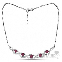 Silver necklace with cut rubies and zircons Ag 925 022006 RB