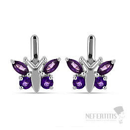 Silver earrings with cut African amethysts Ag 925 016641 AFAM