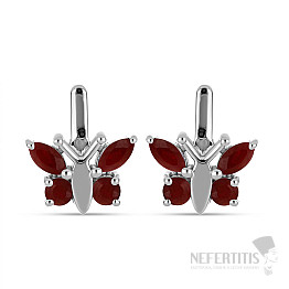 Silver earrings with cut rubies Ag 925 016641 RB