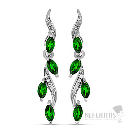 Silver earrings with cut chrome diopsides and zircons Ag 925 022211 DIO