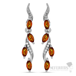 Silver earrings with cut Madeira citrines and zircons Ag 925 0022211 MCT