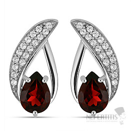 Silver earrings with cut garnets and zircons Ag 925 043304 GT