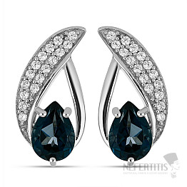 Silver earrings with cut London topazes and zircons Ag 925 043304 LT