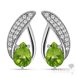 Silver earrings with cut olivines and zircons Ag 925 043304 PD