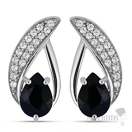 Silver earrings with cut blue sapphires and zircons Ag 925 043304 SAF