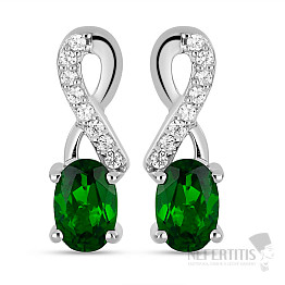 Silver earrings with cut chrome diopsides and zircons Ag 925 045077 DIO