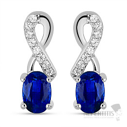 Silver earrings with cut blue kyanites and zircons Ag 925 045077 BK