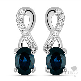 Silver earrings with cut London topazes and zircons Ag 925 045077 LT