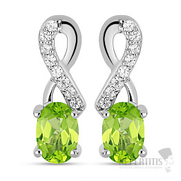 Silver earrings with cut olivines and zircons Ag 925 045077 PD