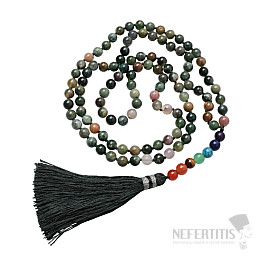 Japa Mala Chakra Necklace Made of Indian Agate Beads