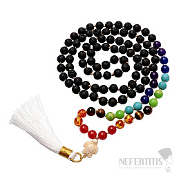 Lava stone chakra necklace with tassel