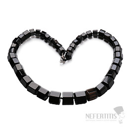 Black agate necklace made of cut beads