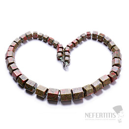 Unakite necklace made of cut beads