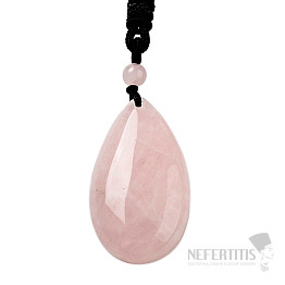 Rose quartz drop pendant on a string