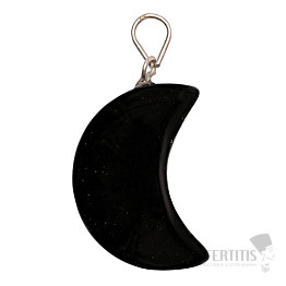 Obsidián černý přívěsek tvar půlměsíce