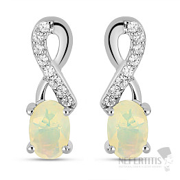 Silver earrings with Ethiopian opals and zircons Ag 925 045077 ETOP