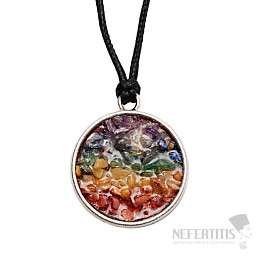 Orgonite chakra pendant with semi-precious stones circle