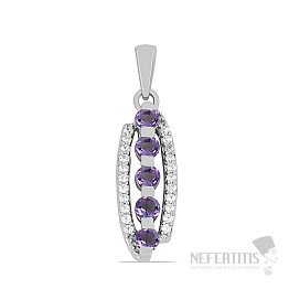 Silver pendant with cut Brazilian amethysts and zircons Ag 925 039244 BRAME