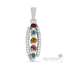 Silver pendant with multi-colored tourmalines and zircons Ag 925 014295 MT