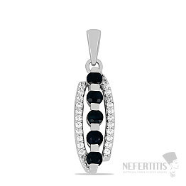 Silver pendant with cut black sapphires and zircons Ag 925 014295 BLS