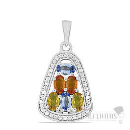 Silver pendant with multicolored cut sapphires Ag 925 029355 MSAF