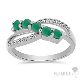 Silver ring with cut emerald and zircons Ag 925 026296 EM