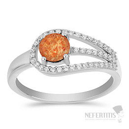 Silver ring with sunstone and zircons Ag 925 036636 SUS