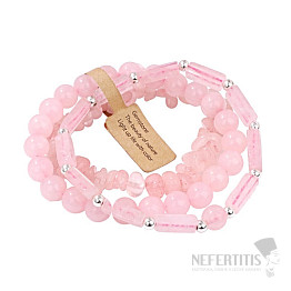 Set of three rose quartz bracelets