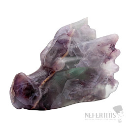 Hand carved multicolor fluorite dragon head