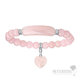 Rose quartz bracelet with a heart