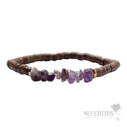 Amethyst and coconut bracelet