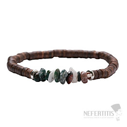 Armband aus Achatmoos und Kokosnuss