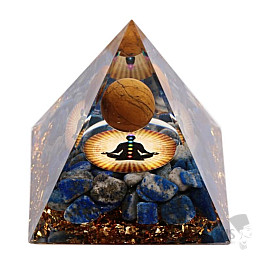 Orgonite pyramid with lapis lazuli and tiger eye ball