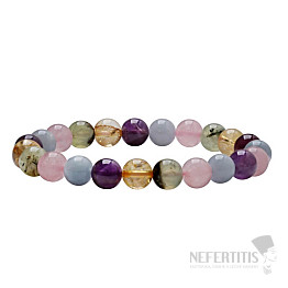 Rose quartz, amethyst, aquamarine beaded bracelet