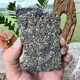 Raw shungite with pyrite 6