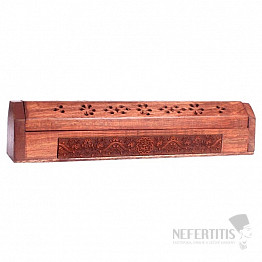 Truhlička a stojánek dřevo na vonné tyčinky se symbolem Óm