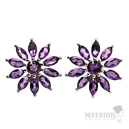 Silver earrings with cut African amethysts Ag 925 012889 AFAM