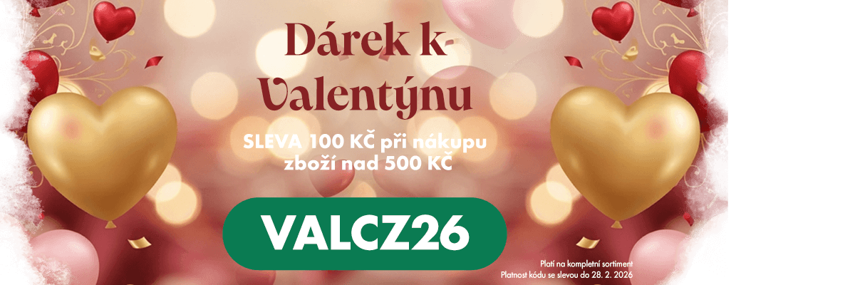 Dnes sleva 100 Kč s kódem VALCZ26 při nákupu nad 500 Kč